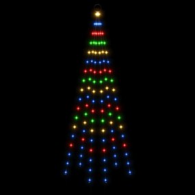 karácsonyfa zászlórúdon 108 színes LED-del 180 cm