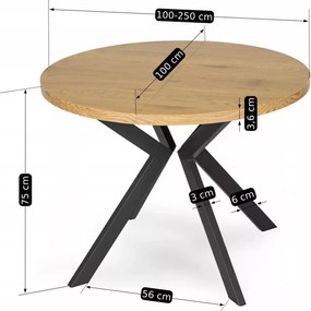 Bővíthető Étkezőasztal Aranytölgy Színben. LUKAS 100-250 cm Belföldi Raktárról