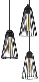 Csillár zsinóron TORRI 3xE27/15W/230V fekete