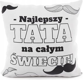 Dekoratív párnahuzat Legjobb Apa 40x40 bársony fehér fekete
