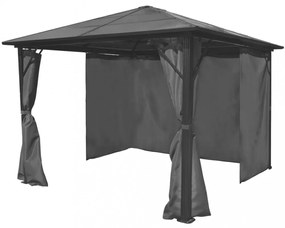 alumínium kerti pavilon antracitszürke függönnyel 300 x 300 cm