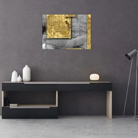 Üveg kép - Arany négyzetek N⁰2 (70x50 cm)
