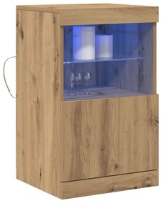 LED világítással ellátott oldalszekrény kézműves tölgy 41x37x67 cm
