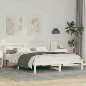 Ágykeret LED -es lámpákkal Fehér 150 x 200 cm Tömör fenyőfa
