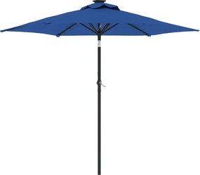vidaXL azúrkék kerti napernyő LED-del és acél rúddal 225x225x212 cm