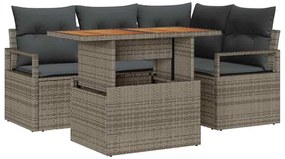 vidaXL Kert étkező szett párnával 5 pcs Szürke és Barna