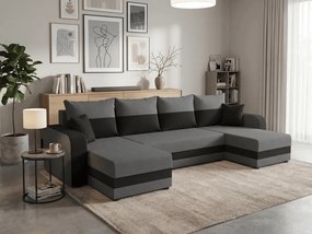 Kinyitható U-alakú ülőgarnitúra VALERIO 305x140 cm, sötétszürke/antracit