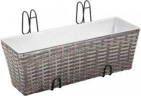 2 db szürke polyrattan erkély virágtartó 50 cm