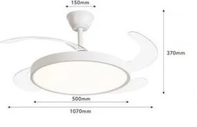 UNIVERSO Ventilátoros lámpa LED 40w 2445lm CCT. DC:30W D1070 x 370mm fehér