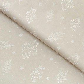 Goldea karácsonyi teflonos méteráru - téli ágak latte 160 cm
