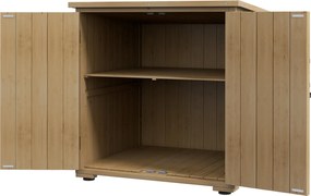 Outsunny Kerti Szerszámos Szekrény, Kültéri Esőálló Szerszámtároló, Fából Készült Szekrény Két Ajtóval, Többcélú Kerti Szekrény, Balkonra, Természetes