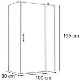 Simple 80x100 cm nyílóajtós aszimmetrikus zuhanykabin zuhanytálca nélkül