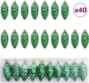 vidaXL Karácsonyi tobozlabda 40 pcs Zöld Műanyag