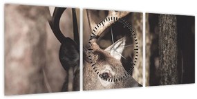 Kép - Szarvas az erdőben (órával) (90x30 cm)