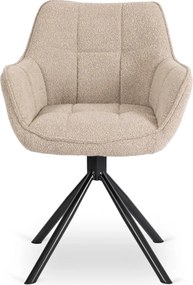 Forgó szék bézs színben, bouclé kárpittal, PEONY