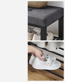 Cipősszekrény paddal és szürke ülőkével MOBRIX 81x49 cm, fekete