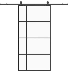 vidaXL fekete ESG üveg tolóajtó fémszerelvény-szettel 102,5x205 cm