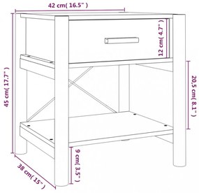 2 db fekete szerelt fa ágy melletti asztal 42 x 38 x 45 cm