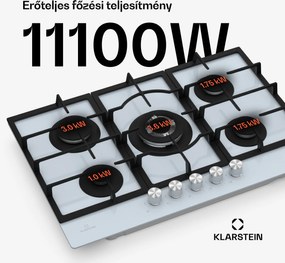 Klarstein Ignito 5 zónás gáz főzőlap, 5 Égő, elektr. gyújtás, Wok, cseppfolyósított vagy földgázhoz