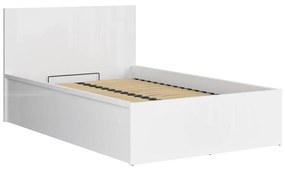 Egyszemélyes ágy 120 cm Tetrix 6 (fényes fehér) (ágyráccsal) (tárolóhellyel). 1098485