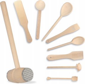 9x Konyhai Eszközök Fa kanál spatula Konyhai Lapát Húsdaráló Zes Qi