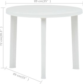 Fehér műanyag kerti asztal 89 cm