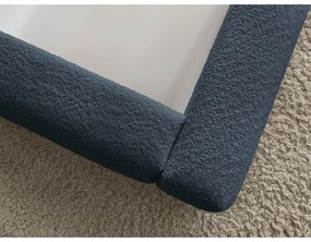 Sötétkék kárpitozott ágyneműtartós franciaágy ágyráccsal 140x190 cm Orlane – Bobochic Paris