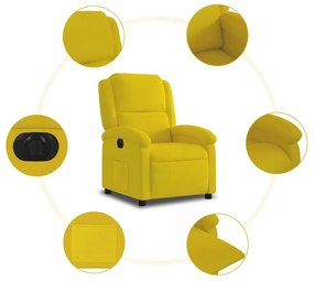 elektromos felállást segítő sárga bársony dönthető fotel