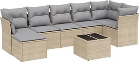 vidaXL 8 részes vegyes bézs polyrattan kerti ülőgarnitúra párnákkal