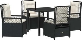 vidaXL Kert étkező szett 5 pcs Fekete polirattan