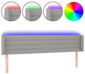 világosszürke szövet LED-es fejtámla 183 x 16 x 78/88 cm