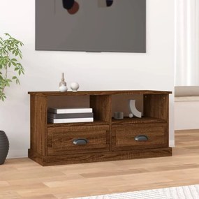 Barna tölgyszínű szerelt fa TV-szekrény 93x35,5x45 cm