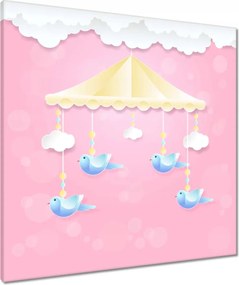 Vászonkép 70x70 Aranyos körhinta madárkákkal
