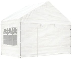 Fehér polietilén pavilon tetővel 15,61 x 4,08 x 3,22 m