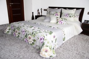 Szürke krémszínű ágytakaró rózsákkal Szélesség: 240 cm | Hossz: 240 cm