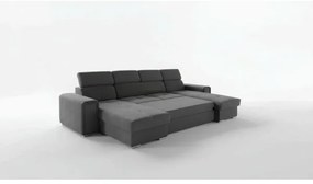 Ággyá nyitható ülőgarnitúra SALVADA, univerzális U-formájú sarokkal és tárolóhellyel, sötétszürke
