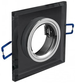 Lámpa Mennyezeti lámpatest BRILLANTE, üveg, fekete kristály, négyzet (+ izzó foglalat MR11, MR16, JCDR)