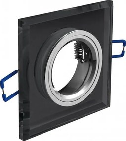 Lámpa Mennyezeti lámpatest BRILLANTE, üveg, fekete kristály, négyzet (+ izzó foglalat MR11, MR16, JCDR)