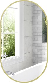 HOMCOM Ovális Fürdőszoba Tükör 40x70 cm Alumínium Kerettel Dekoratív Fali Tükör Vízszintesen vagy Függőlegesen a Nappaliba, Bejáratba, Előszobába Aran