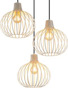 Globo 33379319 Függesztett lámpa, matt homokszínű fém, fekete textil kábel, ø: 500 mm, M: 1200 mm, 3xE27 40W 230V izzók nélkül