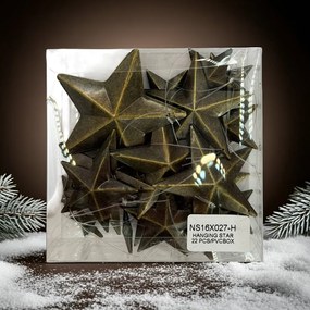 Rézszínű fém csillagok akasztóval 22db-os