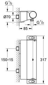 GROHE 34469001 - GROHTHERM 2000 DN 15 termosztátos zuhanycsaptelep króm