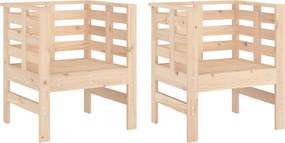 vidaXL 2 db tömör fenyőfa kerti szék 61,5 x 53 x 71 cm
