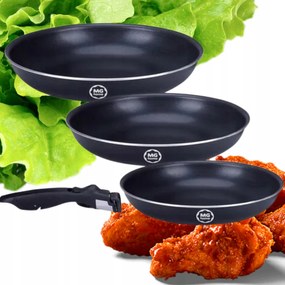 Serpenyő Szett Mg Home 20/24/28 CM 4 Részes, Levehető Indukciós Fogantyúval