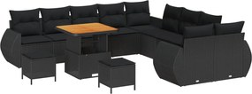 vidaXL Kerti Kanapé Szett 13 pcs Fekete polirattan