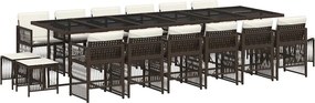vidaXL 17 részes barna polyrattan kerti étkezőgarnitúra párnákkal