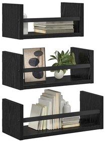 vidaXL Fali polc készlet 3 pcs Fekete tölgy 40x16x14cm Faanyag