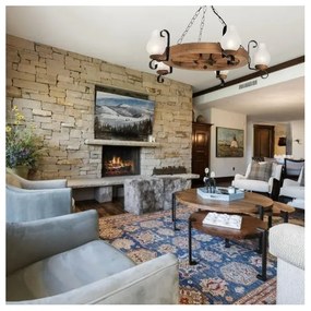 Brilagi - Csillár láncon ROATA 5xE14/40W/230V bükkfa