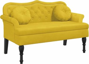 vidaXL sárga bársony pad párnákkal 120,5 x 65 x 75 cm