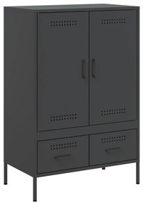 fekete acél magasszekrény 68 x 39 x 101,5 cm